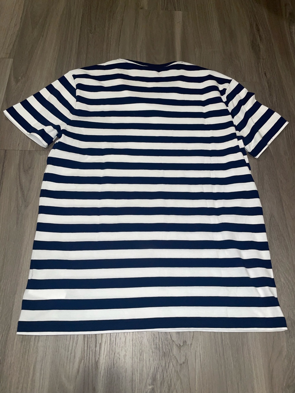 New Men’s Polo by Ralph Lauren Navy & White Striped Crewneck T-Shirt — Size L - Picture 4 of 5